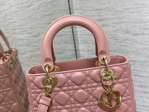 Dior M0565 Medium Lady Dior Bag  Blush Cannage Lambskin Gold - Default Title - View 2