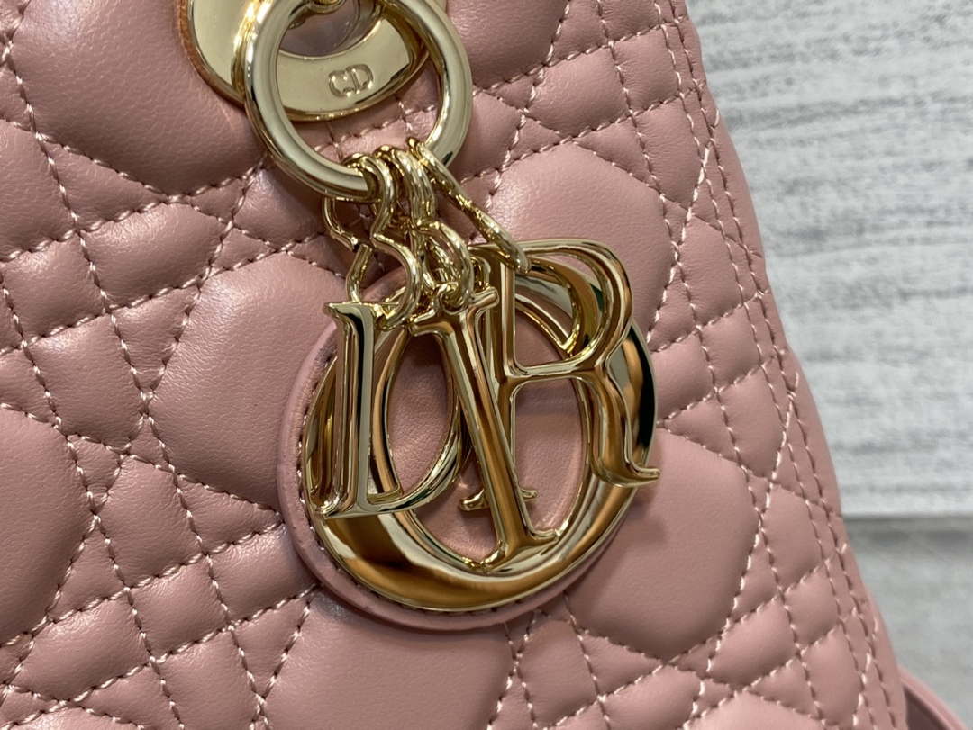 Dior M0565 Medium Lady Dior Bag  Blush Cannage Lambskin Gold