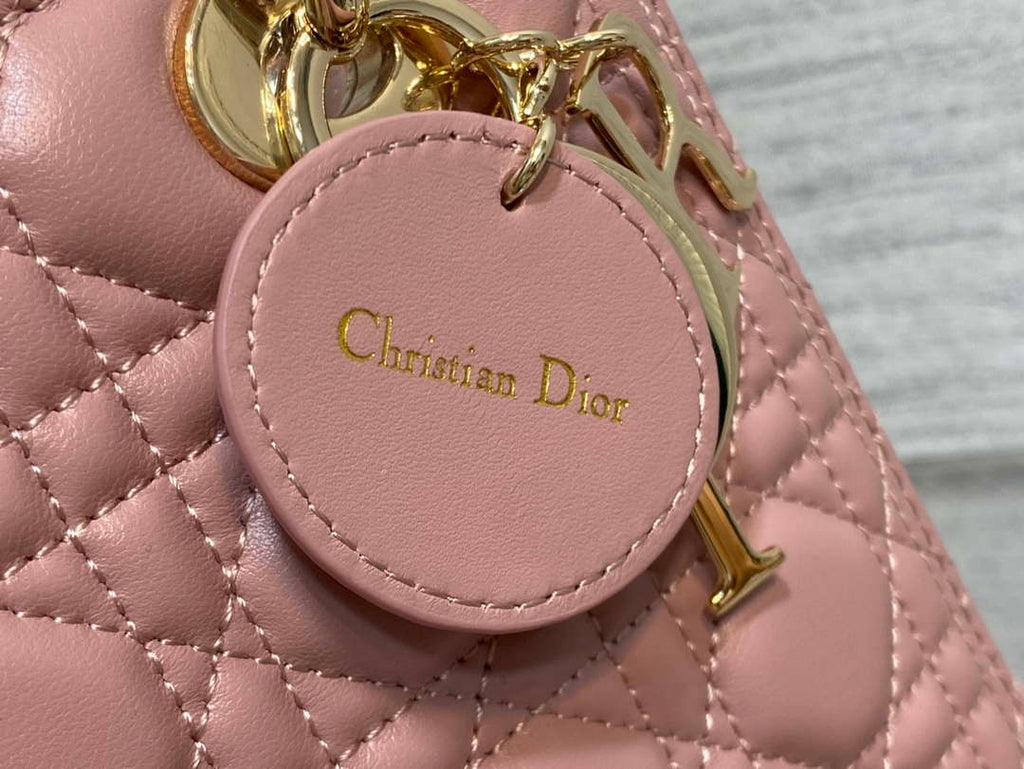 Dior M0565 Medium Lady Dior Bag  Blush Cannage Lambskin Gold