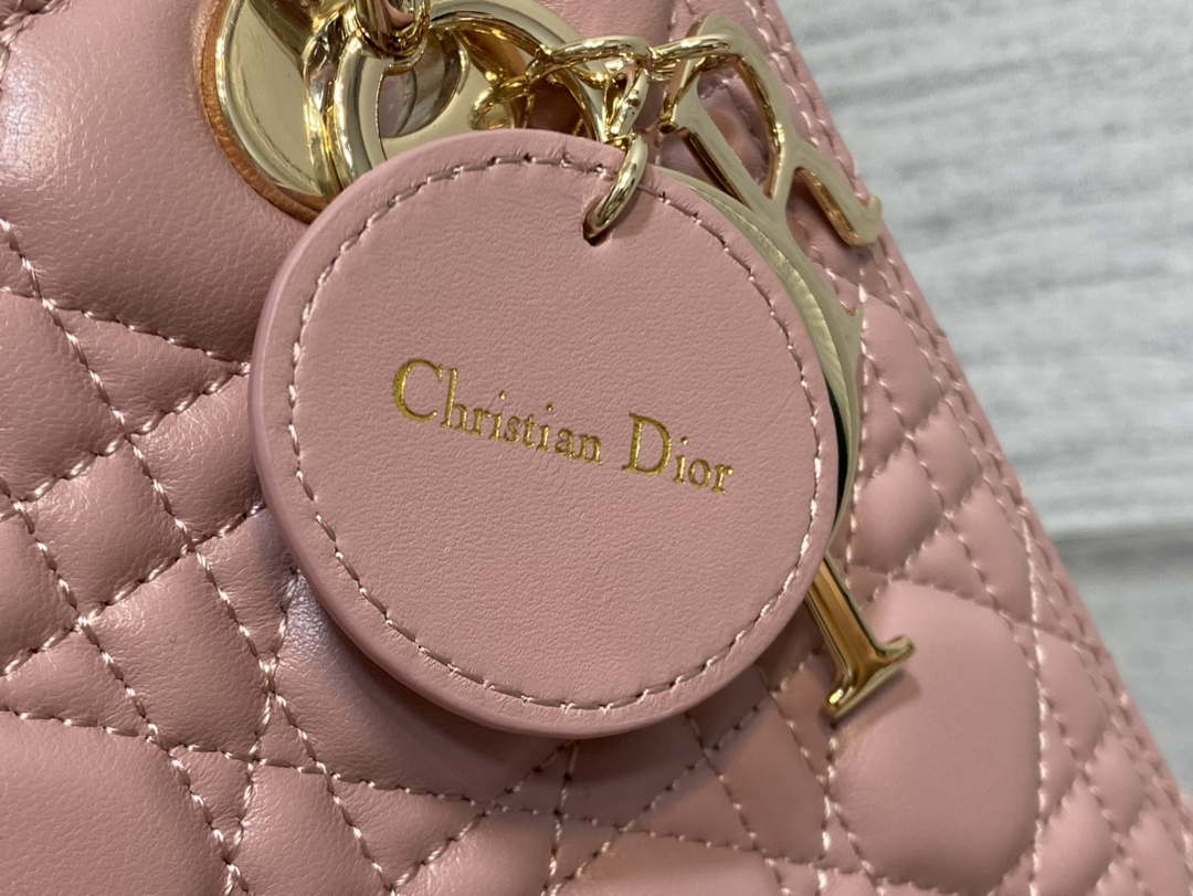 Dior M0565 Medium Lady Dior Bag  Blush Cannage Lambskin Gold