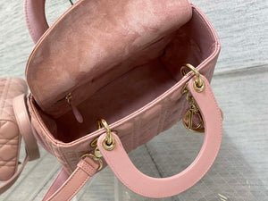 Dior M0565 Medium Lady Dior Bag  Blush Cannage Lambskin Gold - Default Title - View 8