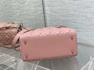 Dior M0565 Medium Lady Dior Bag  Blush Cannage Lambskin Silver - Default Title - View 7