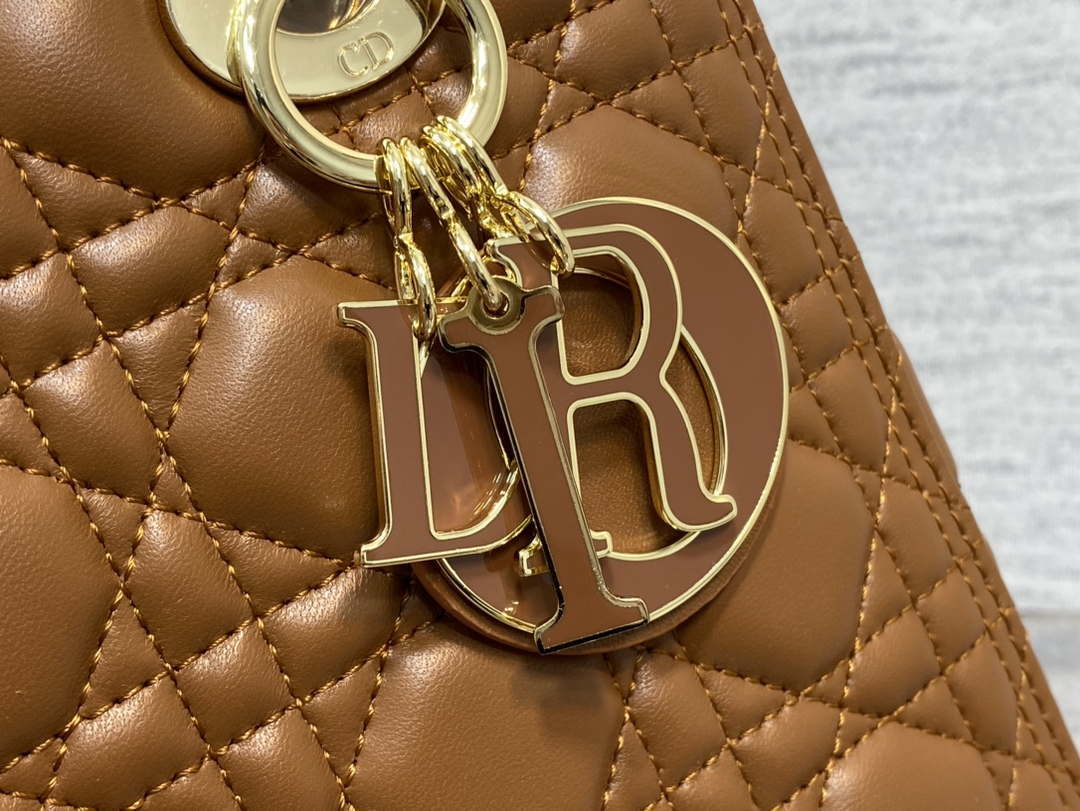 Dior M0565 Medium Lady Dior Bag Caramel Cannage Lambskin Enamel Hardware - Default Title - View 4