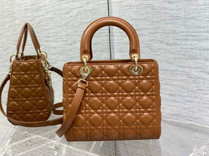 Dior M0565 Medium Lady Dior Bag Caramel Cannage Lambskin Enamel Hardware - Default Title - View 5