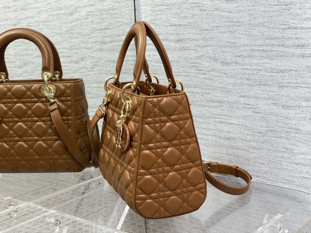 Dior M0565 Medium Lady Dior Bag Caramel Cannage Lambskin Enamel Hardware - Default Title - View 6