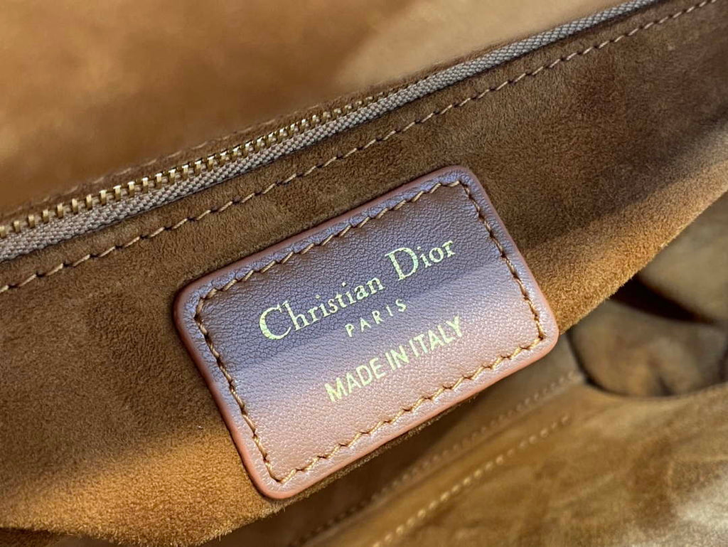 Dior M0565 Medium Lady Dior Bag Caramel Cannage Lambskin Enamel Hardware