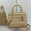 Dior M0565 Medium Lady Dior Bag Mike Tea Cannage Lambskin Enamel Hardware - Default Title - View 1