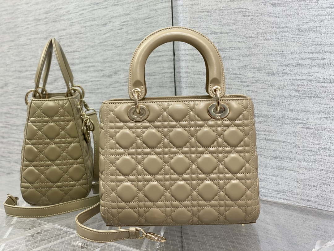 Dior M0565 Medium Lady Dior Bag Mike Tea Cannage Lambskin Enamel Hardware - Default Title - View 5