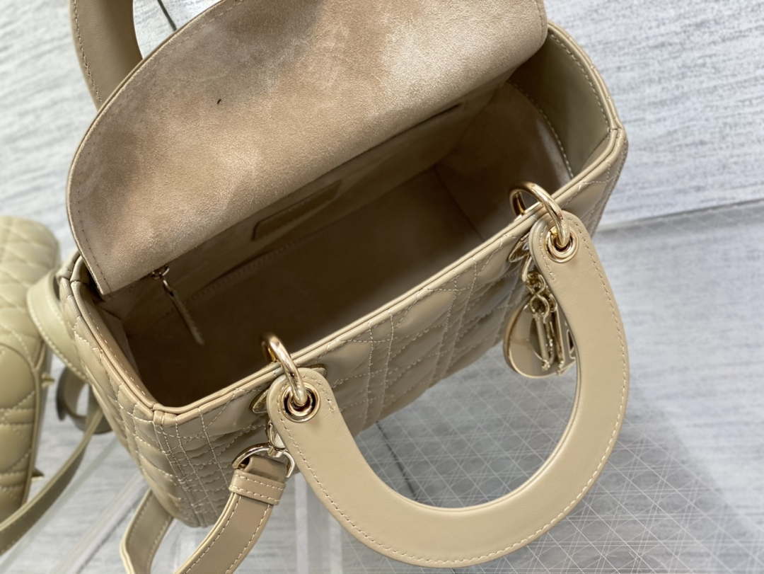Dior M0565 Medium Lady Dior Bag Mike Tea Cannage Lambskin Enamel Hardware - Default Title - View 8