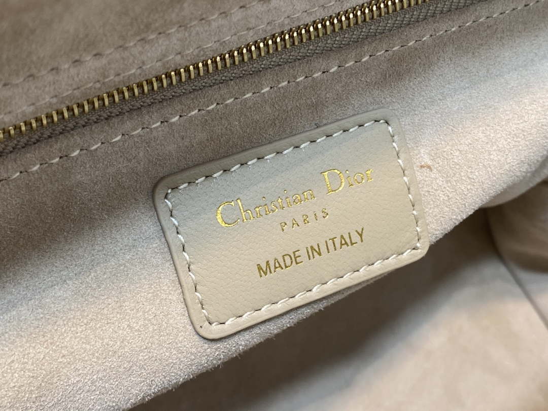 Dior M0565 Medium Lady Dior Bag Mike Tea Cannage Lambskin Enamel Hardware