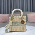Dior M0565 Medium Lady Dior Bag Natural Wicker Grey - Default Title - View 1
