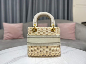 Dior M0565 Medium Lady Dior Bag Natural Wicker Grey - Default Title - View 2