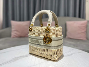Dior M0565 Medium Lady Dior Bag Natural Wicker Grey - Default Title - View 3