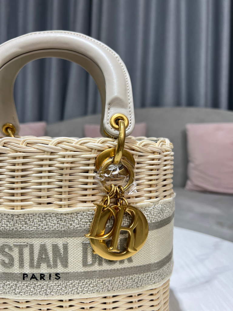 Dior M0565 Medium Lady Dior Bag Natural Wicker Grey - Default Title - View 4