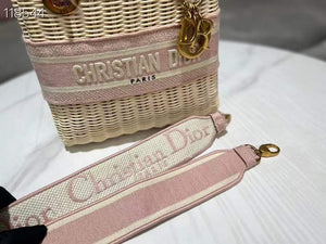Dior M0565 Medium Lady Dior Bag Natural Wicker Pink - Default Title - View 8