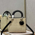 Dior M0565 Medium Lady Dior Bag Natural Wicker With Black Snake - Default Title - View 1