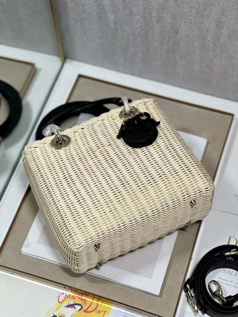 Dior M0565 Medium Lady Dior Bag Natural Wicker With Black Snake - Default Title - View 8