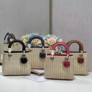 Dior M0565 Medium Lady Dior Bag Natural Wicker With Black Snake - Default Title - View 2