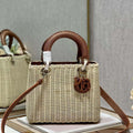Dior M0565 Medium Lady Dior Bag Natural Wicker With Brown Snake - Default Title - View 1
