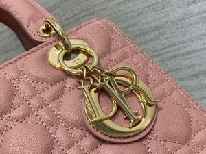 Dior M0565 Medium Lady Dior Bag Pink Grained Cannage Calfskin Gold - Default Title - View 3