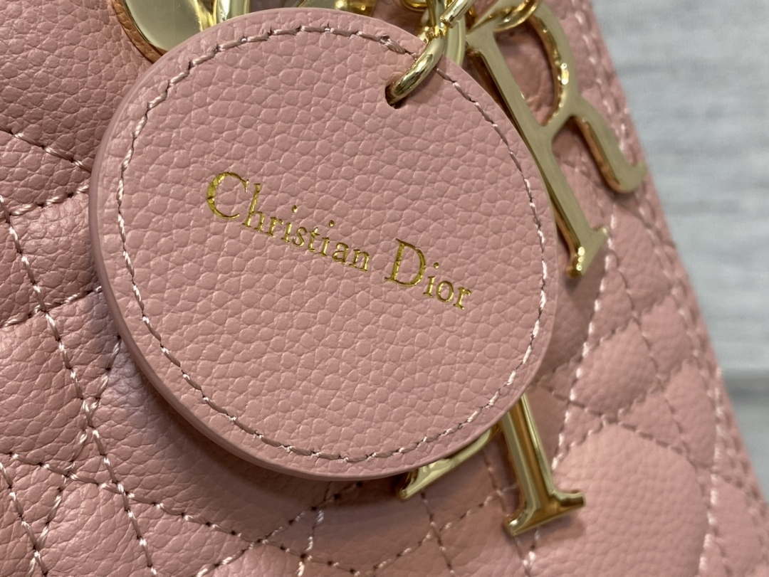 Dior M0565 Medium Lady Dior Bag Pink Grained Cannage Calfskin Gold - Default Title - View 4