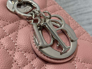 Dior M0565 Medium Lady Dior Bag Pink Grained Cannage Calfskin Silver - Default Title - View 3