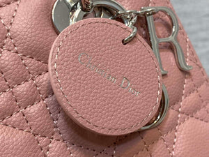 Dior M0565 Medium Lady Dior Bag Pink Grained Cannage Calfskin Silver - Default Title - View 4
