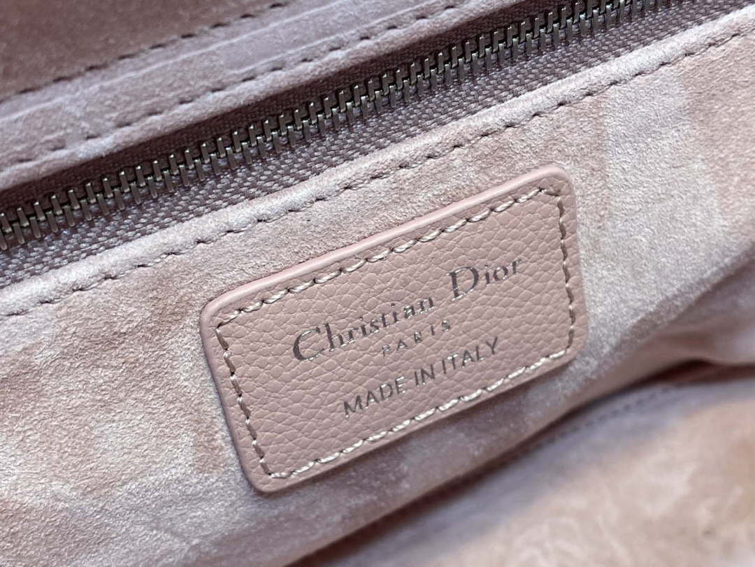 Dior M0565 Medium Lady Dior Bag Pink Grained Cannage Calfskin Silver - Default Title - View 9