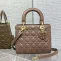 Dior M0565 Medium Lady Dior Bag Taupe Cannage Lambskin Enamel Hardware - Default Title - View 1
