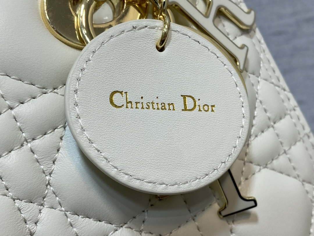 Dior M0565 Medium Lady Dior Bag White Cannage Lambskin Enamel Hardware - Default Title - View 3
