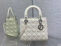Dior M0565 Medium Lady Dior Bag White Cannage Lambskin Silver