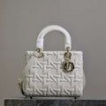 Dior M0565 Medium Lady Dior Bag White Graphic Cannage Calfskin - Default Title - View 1