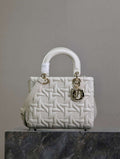 Dior M0565 Medium Lady Dior Bag White Graphic Cannage Calfskin