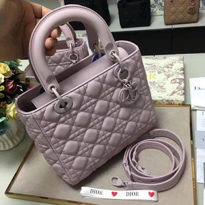 Dior M0565 Medium Lady Dior Cannage Calfskin Bag Pink - Default Title - View 2