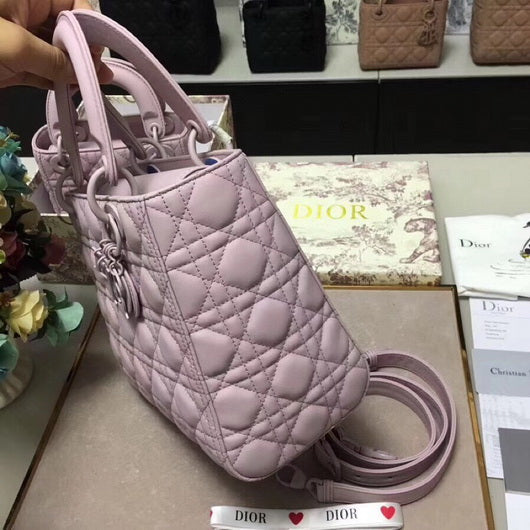 Dior M0565 Medium Lady Dior Cannage Calfskin Bag Pink - Default Title - View 5