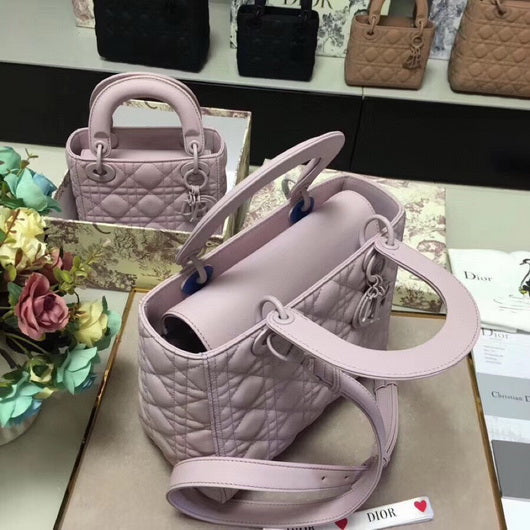 Dior M0565 Medium Lady Dior Cannage Calfskin Bag Pink - Default Title - View 6