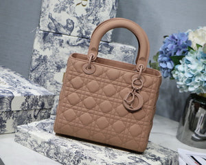 Dior M0565 Medium Lady Dior Cannage Calfskin Bag Tan - Default Title - View 1