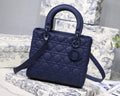 Dior M0565 Medium Lady Dior Cannage Calfskin Bag Navy Blue