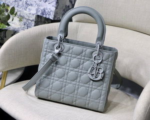 Dior M0565 Medium Lady Dior Cannage Calfskin Bag Grey - Default Title - View 1