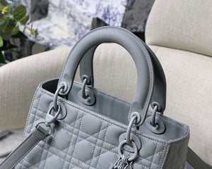 Dior M0565 Medium Lady Dior Cannage Calfskin Bag Grey - Default Title - View 3
