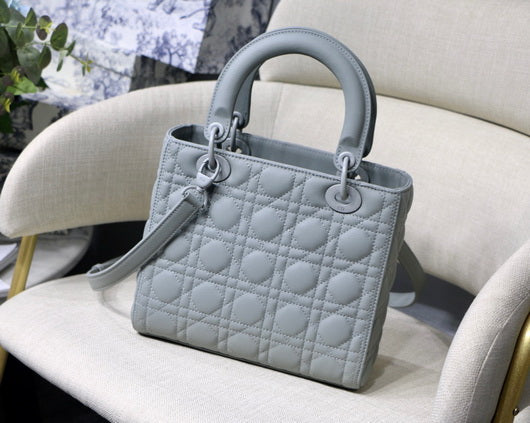 Dior M0565 Medium Lady Dior Cannage Calfskin Bag Grey - Default Title - View 5