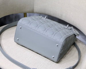 Dior M0565 Medium Lady Dior Cannage Calfskin Bag Grey - Default Title - View 7
