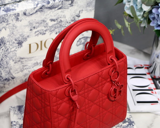 Dior M0565 Medium Lady Dior Cannage Calfskin Bag Red - Default Title - View 2