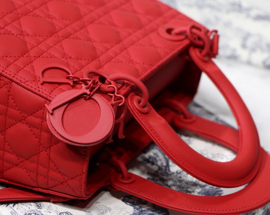 Dior M0565 Medium Lady Dior Cannage Calfskin Bag Red - Default Title - View 3