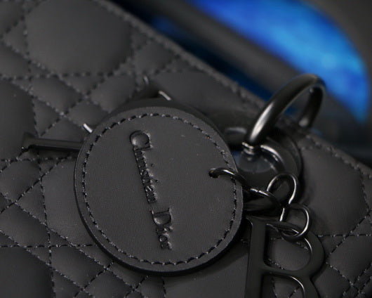 Dior M0565 Medium Lady Dior Cannage Calfskin Bag Black
