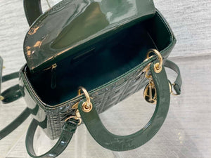 Dior M0565 Medium Lady Dior Patent Cannage Calfskin Bag Dark Green - Default Title - View 8