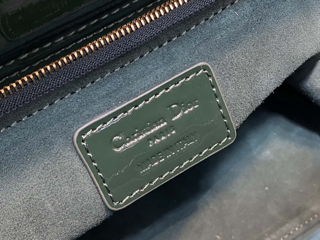 Dior M0565 Medium Lady Dior Patent Cannage Calfskin Bag Dark Green - Default Title - View 9