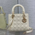Dior M0565 Medium Lady Dior Patent Cannage Calfskin Bag White Enamel Hardware - Default Title - View 1