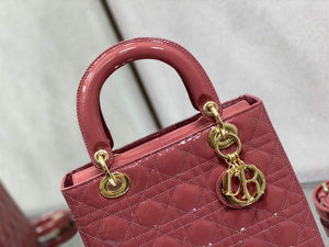 Dior M0565 Medium Lady Dior Patent Cannage Calfskin Bag Pink - Default Title - View 3