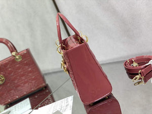 Dior M0565 Medium Lady Dior Patent Cannage Calfskin Bag Pink - Default Title - View 4